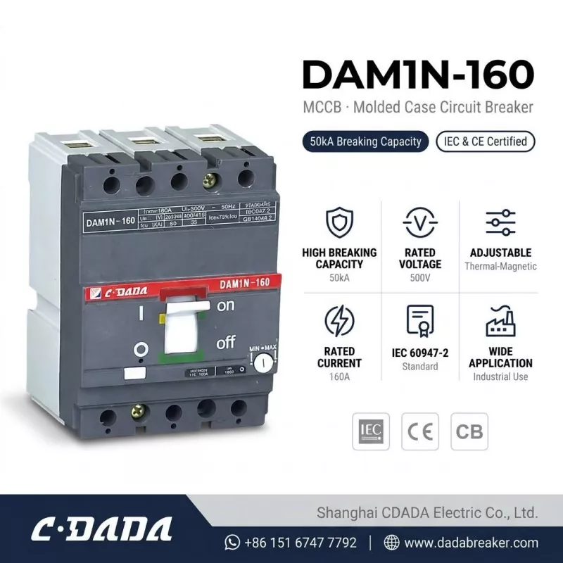 CDADA izlaiž lielas ietilpības DAM1N-160 160A MCCB ķēdes pārtraucēju